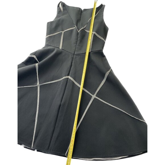 Aidan Mattox Boat Neck Sleeveless Zipper Back Twill & Mesh Dress 2 XS - Picture 12 of 13